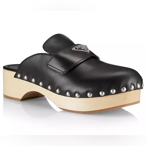 PRADA Studded Leather Clogs - Picture 1 of 8